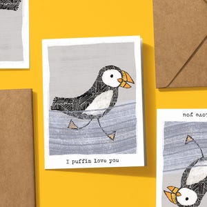 Funny Puffin Greeting Card: Hand-Illustrated 'I Puffin Love You'