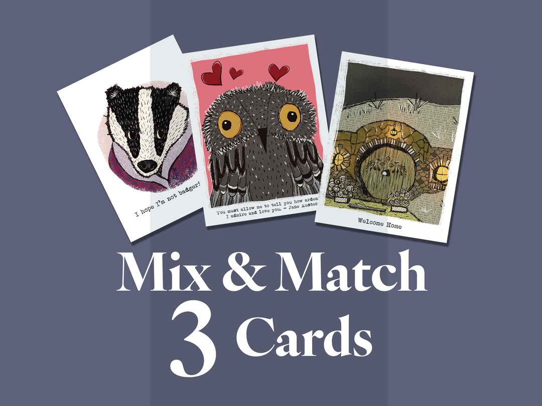 Mix & Match Any 3 Cards – Your Choice | Illustrated, Whimsical Art, Eco ...