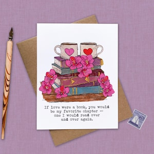 Book Lover&#39;s Card: Hand-Illustrated Romantic Literary Card