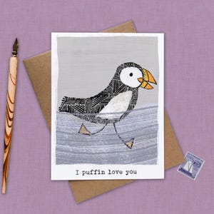 Funny Puffin Greeting Card: Hand-Illustrated &#39;I Puffin Love You&#39;
