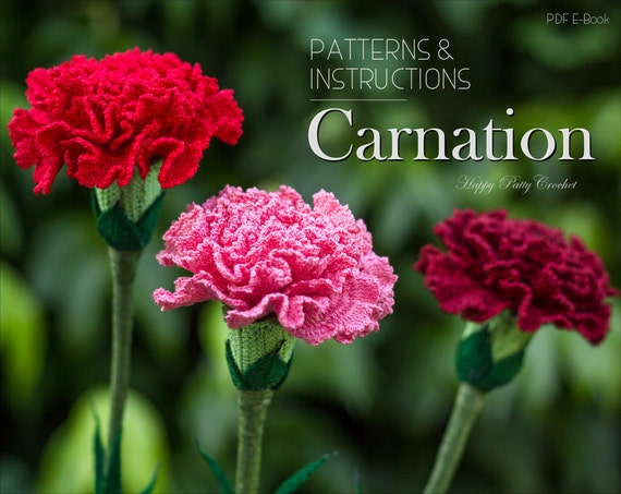 crochet carnation pattern croche flower pattern carnation etsy