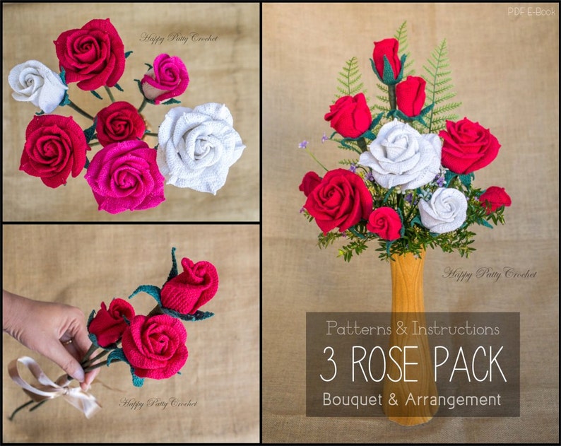 crochet rose pattern bundle