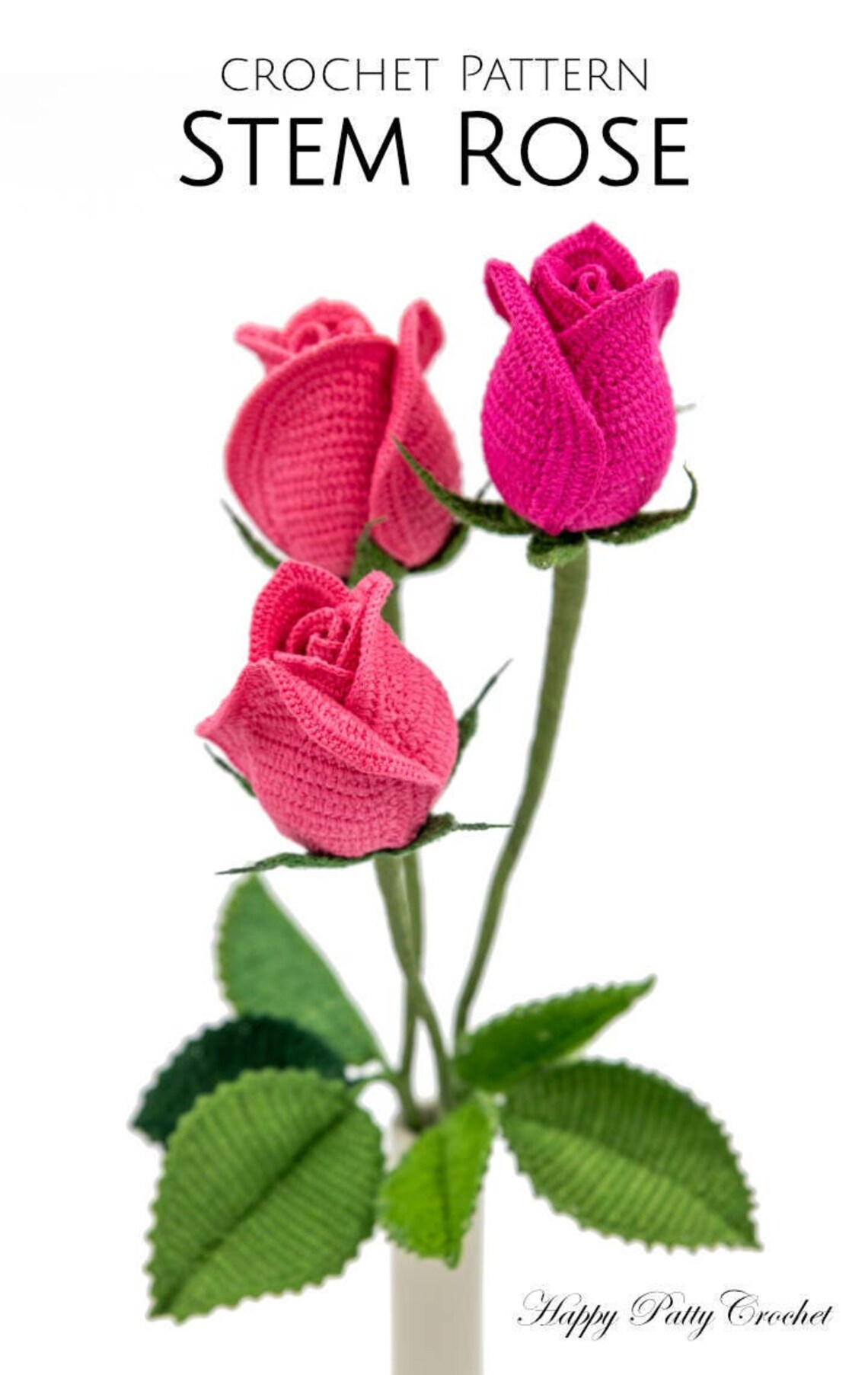 Crochet Rose Pattern Crochet Flower Pattern for a Stem Rose Etsy