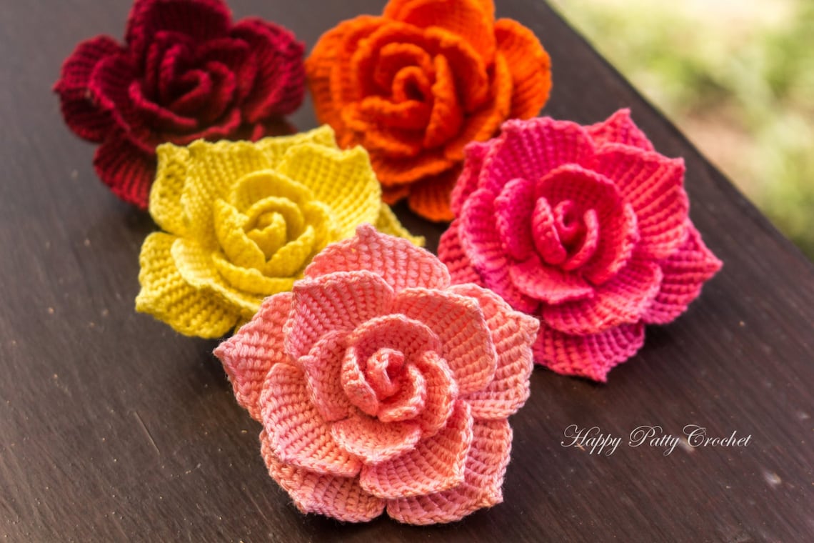 Crochet Rose Pattern Crochet Flower Pattern for a Rose Etsy