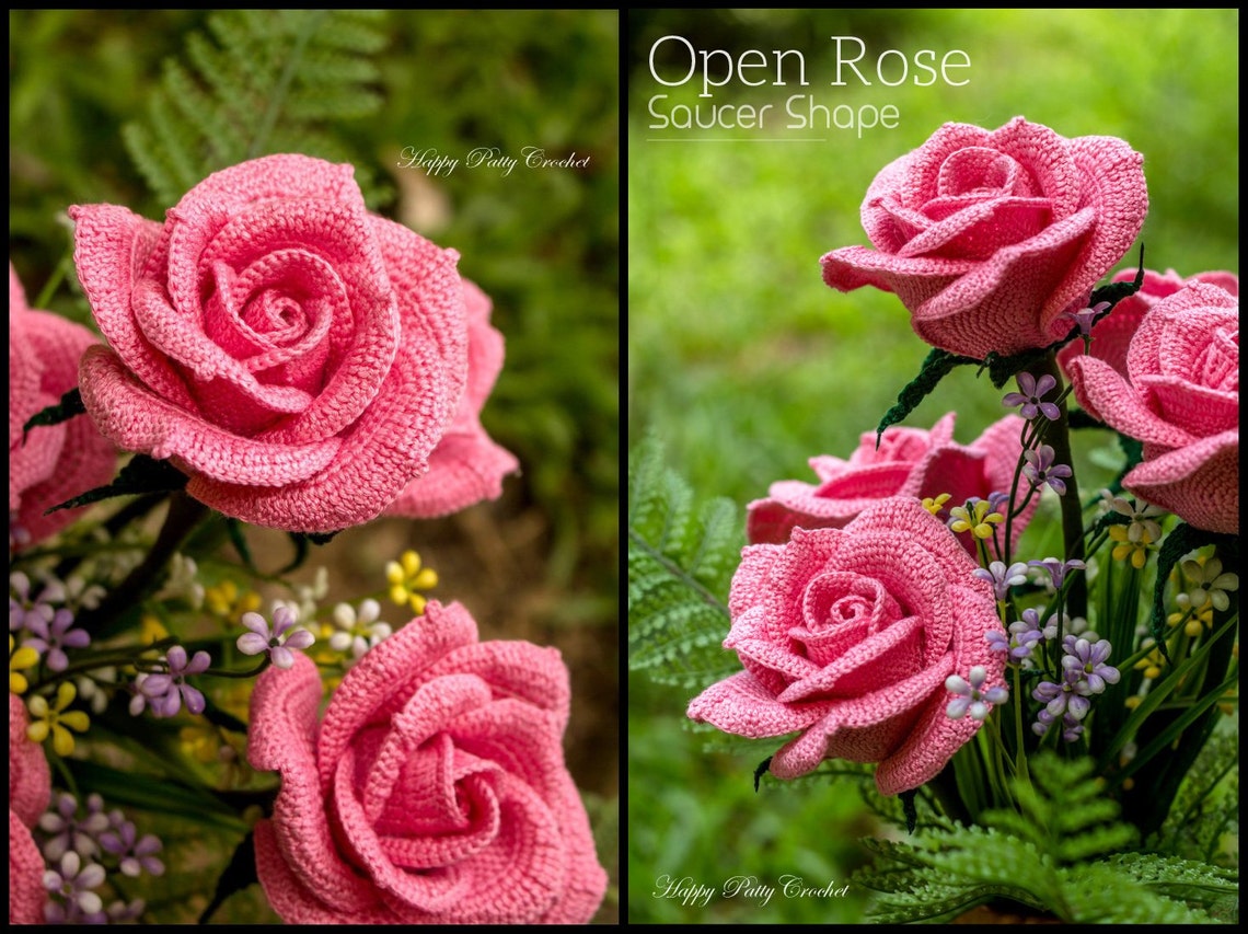 Crochet Pattern Bundle Crochet Rose Pattern for Bouquet & Etsy