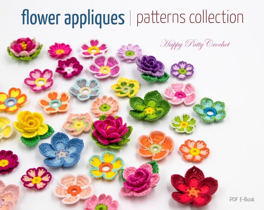 x6 Crochet Flowers appliques PASTELs Mother Pearl button Embellishments Toppers 
