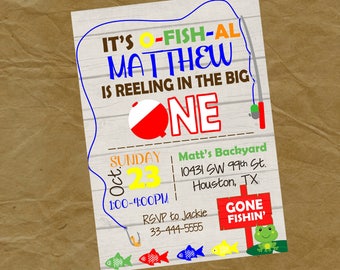FISHING Birthday Party Invitation Invite -Digital Personalized File to Print