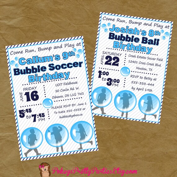 Bubble Soccer Birthday Party Invitations 5