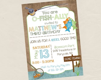 FISHING Birthday Party Invitation Invite -Digital Personalized File to Print