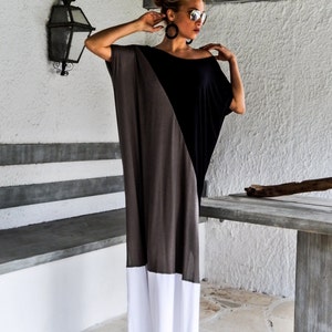 Black & Gray Maxi Dress / Black and White Dress / Kaftan / Plus Size Dress / Loose Dress / Plus Size Maxi / Black Maxi Dress #35076