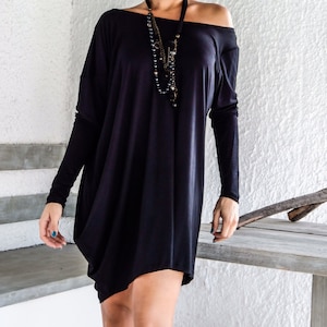Black Asymmetric Dress Tunic / Top Tunic / Plus Size Dress / Asymmetric Top / Dress Tunic / Women Top / Black Tunic / Oversize Dress  #35052