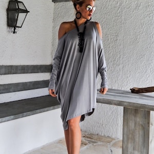 Light Gray Asymmetric Dress Tunic / Plus Size Dress / Asymmetric Plus Size Tunic / Asymmetric Dress / Plus Size Tunic / #35064