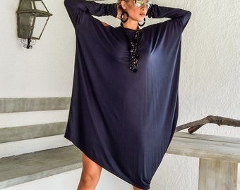 Blue Asymmetric Tunic / Plus Size Dress / Plus Size Tunic / Asymmetrical Top / Plus Size clothing / Loose Dress / Oversize Dress / #35031