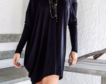 Black Asymmetric Dress Tunic / Top Tunic / Plus Size Dress / Asymmetric Top / Dress Tunic / Women Top / Black Tunic / Oversize Dress  #35052