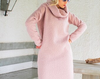NEW Maxi Sweater Dress Pink Sweater Wool Dress Winter Dress