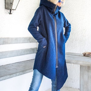 Navy blue plus size winter coat deals