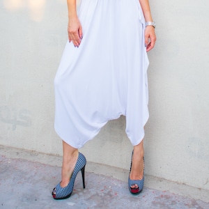 White Jumpsuit / Summer Outfit / Women Jumpsuit / Harem Pants /  Plus Size Jumpsuit / Summer Jumpsuit / Plus Size outfit / #35331