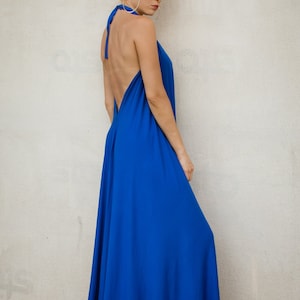 Blue Summer Maxi Dress / Blue Kaftan / Open Back Maxi dress / Plus Size Dress / Loose Dress / Women Maxi Dress / Backless Dress / #35332