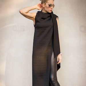 NEW Black Maxi Vest / Women Black Vest / Women Cardigan / Asymmetric Vest / Sleeveless Coat / Black Cardigan / Sleeveless Cardigan  / #35319