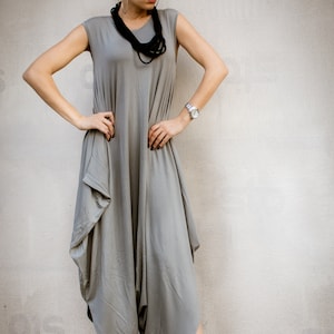 Tuta grigia / Tuta oversize / Tuta Plus Size / Tuta estiva / Abito Plus Size / Tuta Harem con cavallo basso / #35311