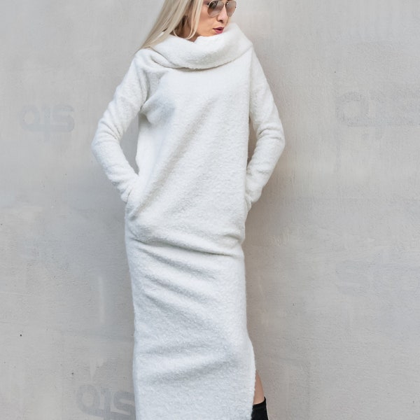 NOUVEAUTÉ Robe d'hiver en laine / Tenue d'hiver / Robe longue d'hiver / Robe pull pour femme / Robe à col roulé / Robe grande taille / Robe ample / #35306