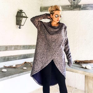 Winter Wolle Tunika / Boucle Winter Warme Tunika / Winter Bluse / Plus Size Top / Langarm Wolltop / Lockere Oversize Bluse / #35253