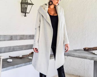 NEW Hooded Cardigan / Sweat Shirt / Women Hoodie / Cotton Hoodie / Hooded Jacket / Winter Cardigan /Asymmetric Coat #35243