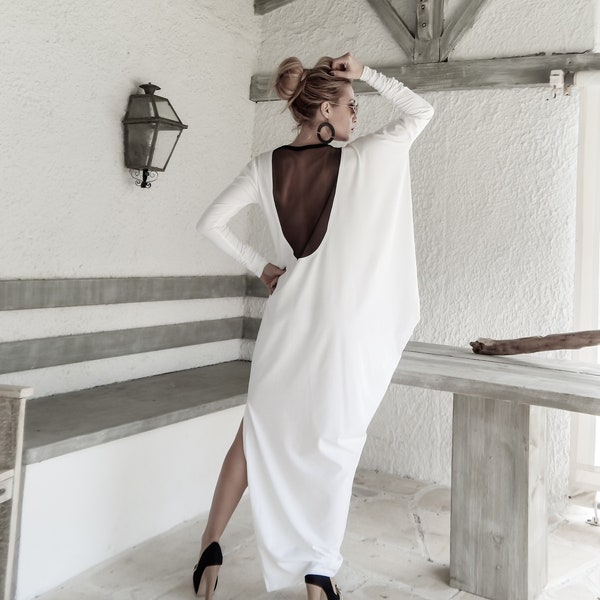 backless see through dress