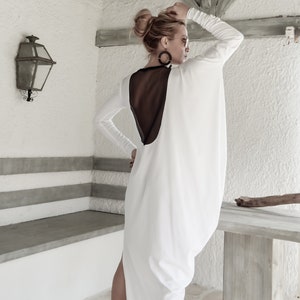 Witte maxi jurk/open rug jurk/witte kaftan/caftan/plus size jurk/plus size jurk/jurk met spleet/caftan/#35068