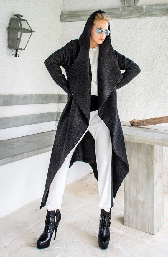 NEW Black Wool Blend Coat Winter Coat Black Coat Plus Size