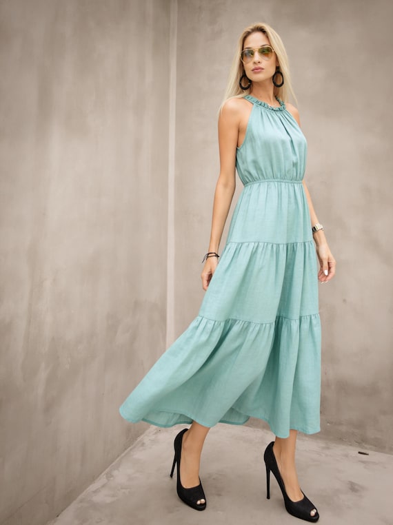 mint linen dress Let It Play Out Mint Linen Wrap Dress