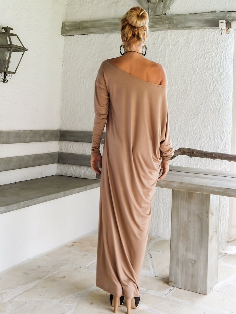 Vestido Maxi / Kaftan / Vestido Maxi Taupe / Vestido de talla grande / Vestido de manga larga / Vestido de maternidad / Vestido de noche / Elegante / 35045 imagen 4