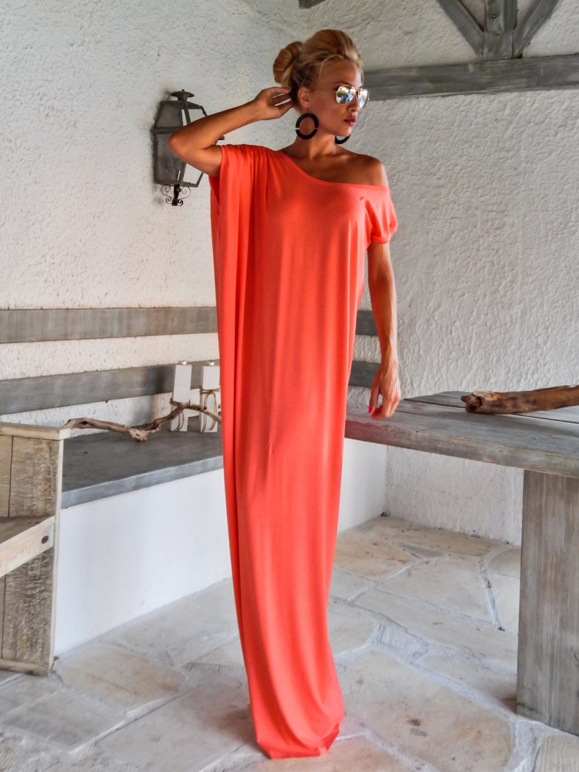 coral maxi dress