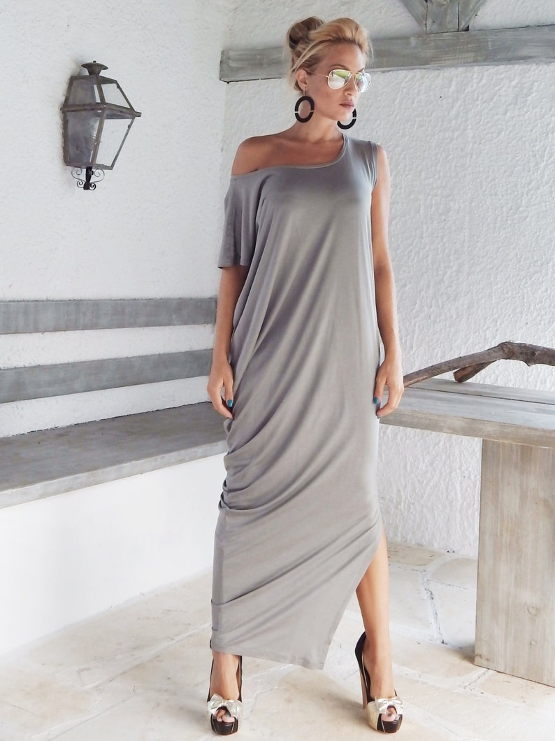 Light Gray Maxi Dress / Gray Kaftan / Plus Size Dress / Long - Etsy UK
