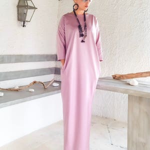 NEW Maxi Dress / Pink Dress / Long Sleeve Maxi Dress / Pink Eco Leather ...