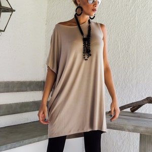 Beige Women Top Tunic / Dress Tunic / Top Tunic / Plus Size Top / Women Blouse / Asymmetric Top / Oversize Blouse / Everyday Top  #35035