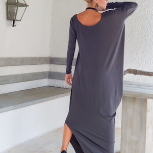 Gray Maxi Dress / Gray Kaftan / Caftan / Women Maxi Dress / Loose Dress / Asymmetric Plus Size Dress / Plus Size Dress / #35051
