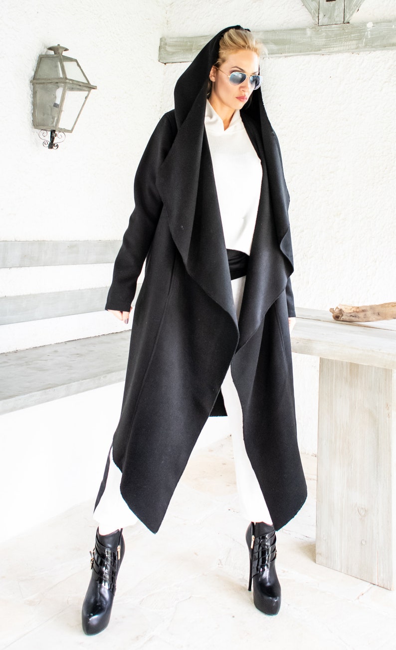 NEW Winter Cashmere Coat / Black Winter Coat / Plus Size Coat Etsy