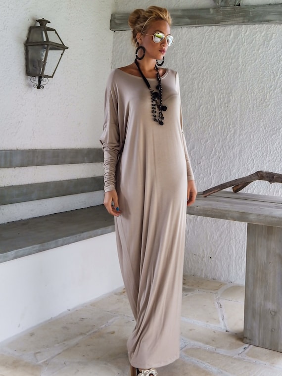 Beige Maxi Long Sleeve Dress / Maxi ...