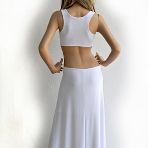 Synthia Psarru - Open Back with cut-out details white jersey maxi dress - #95014