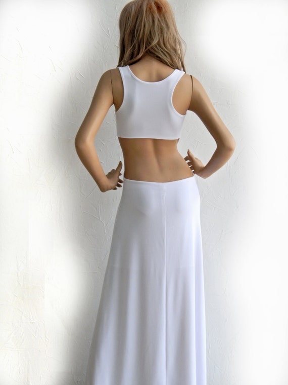 Synthia Psarru - Open Back With Cut-out Details White Jersey Maxi Dress -  #95014 - Etsy
