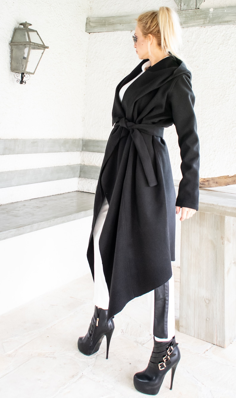 NEW Winter Cashmere Coat / Black Winter Coat / Plus Size Coat Etsy