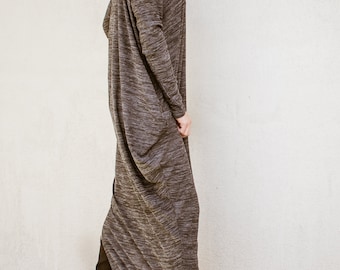 Winter Long Knit Maxi Dress, Warm Women Hooded Sweaterdress Plus Size #35369