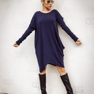 NEW Navy Blue Tunic / Women Top / Loose Tunic / Plus Size Tunic / Asymmetrical Top / Asymmetric Tunic / Everyday Top / Black Tunic / #35290