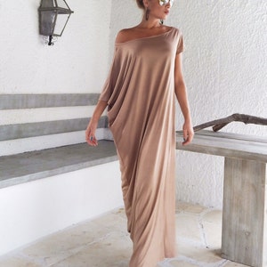 Camel Maxi Dress / Maxi Dress / Taupe Dress / Kaftan / Plus Size Dress ...
