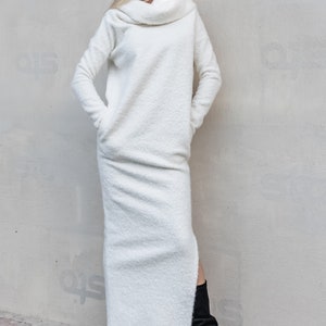 NEW Sweater dress / Winter Maxi Dress / Wool Dress / White Dress / Plus Size dress / White Maxi Dress / Comfortable Dress / Plus Size 35306 image 3