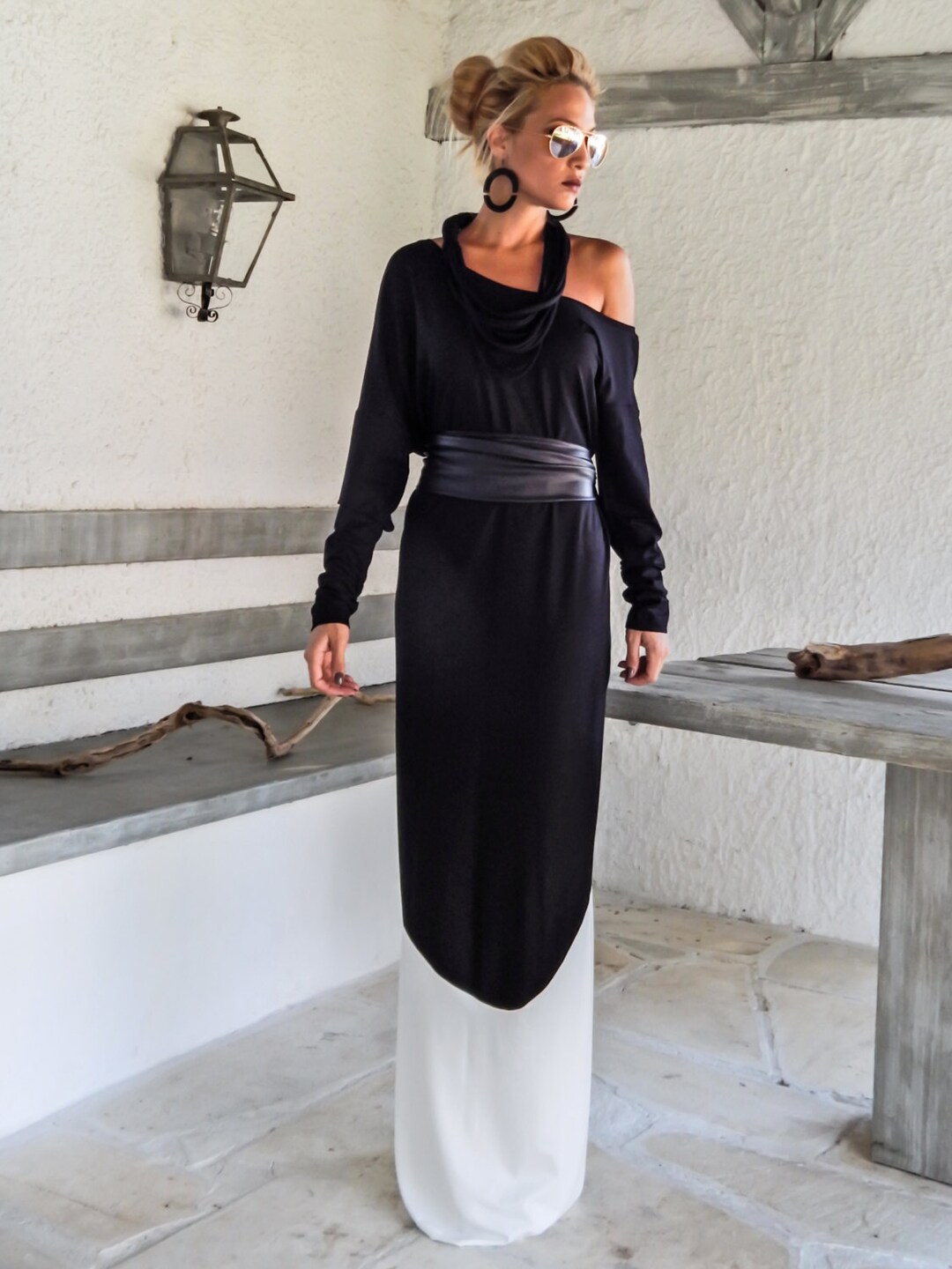 Ceinture Vintage En Cuir Noir Brodé Main - Tour De Taille 94cm - Fait Main En France - Occasion