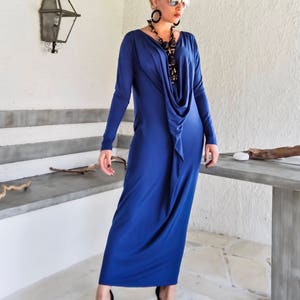 Blue Maxi Dress / Maxi Dress Long Sleeve / Maxi Dress for women / Blue Kaftan / Maxi Dress Plus Size / winter clothing / #35208