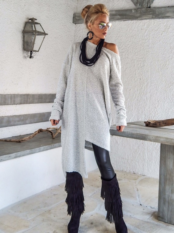 White Sweater Dress / Women Sweater / Asymmetrical - Etsy
