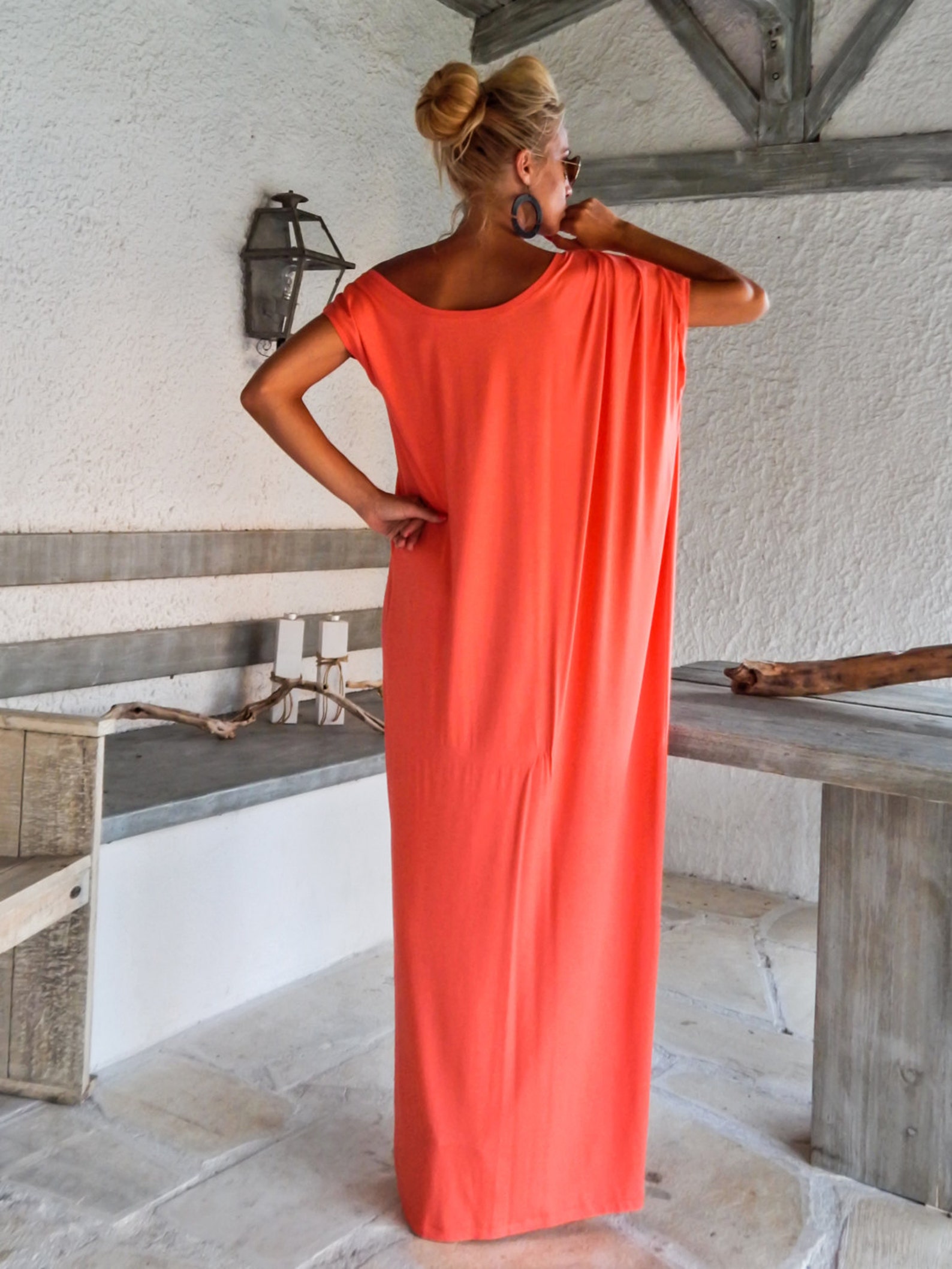 Maxi Dress / Kaftan / Coral Dress / Summer Dress / Plus Size - Etsy